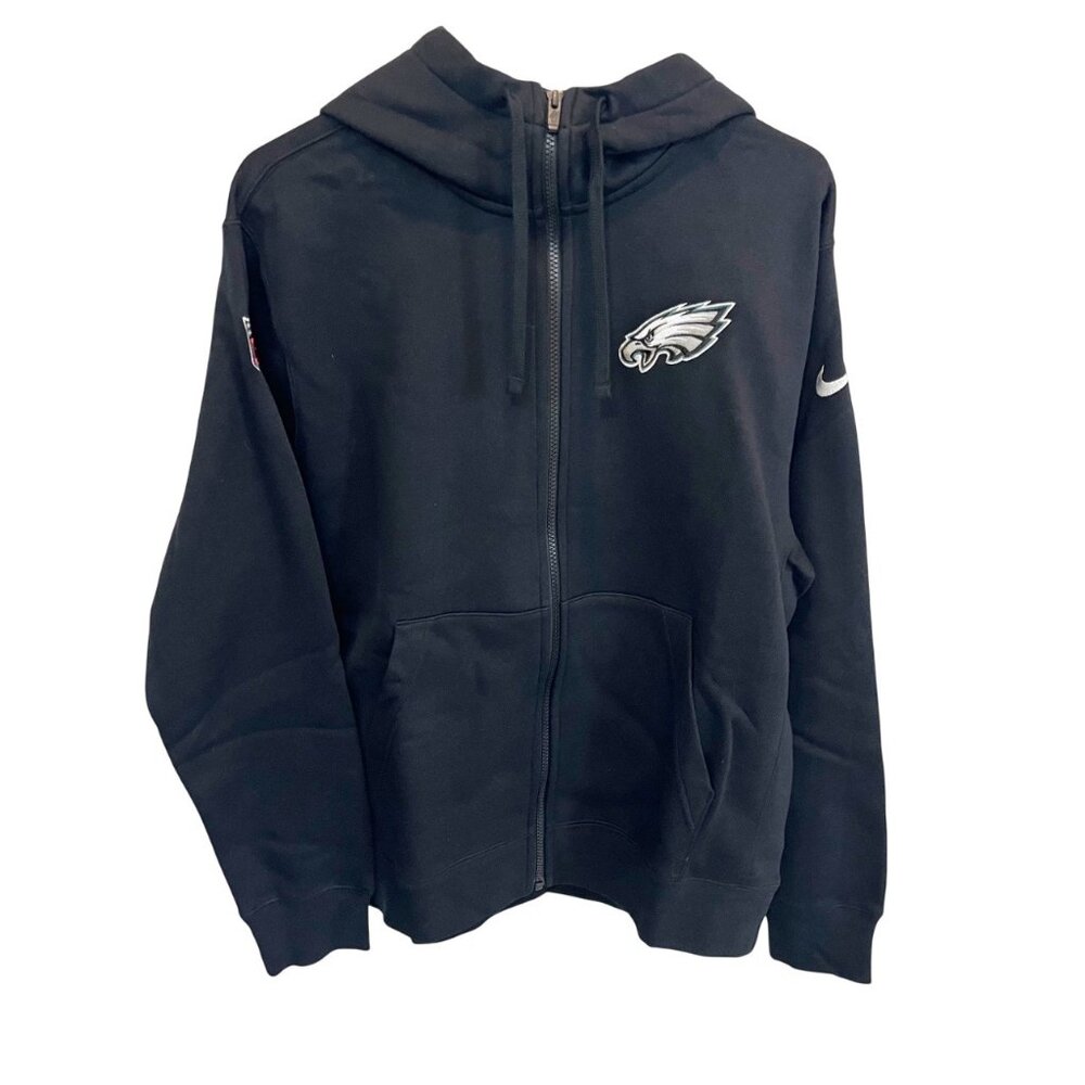 NEW Nike NFL Philadelphia Eagles Sideline Club Full Zip Hoodie Black Mens Medium